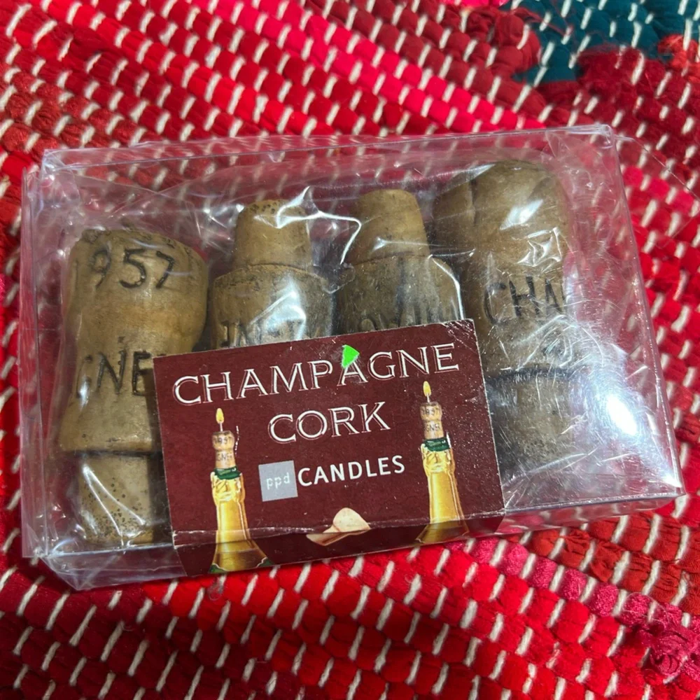 Champagne Bottle Cork Candles — Set of 4 — NWT